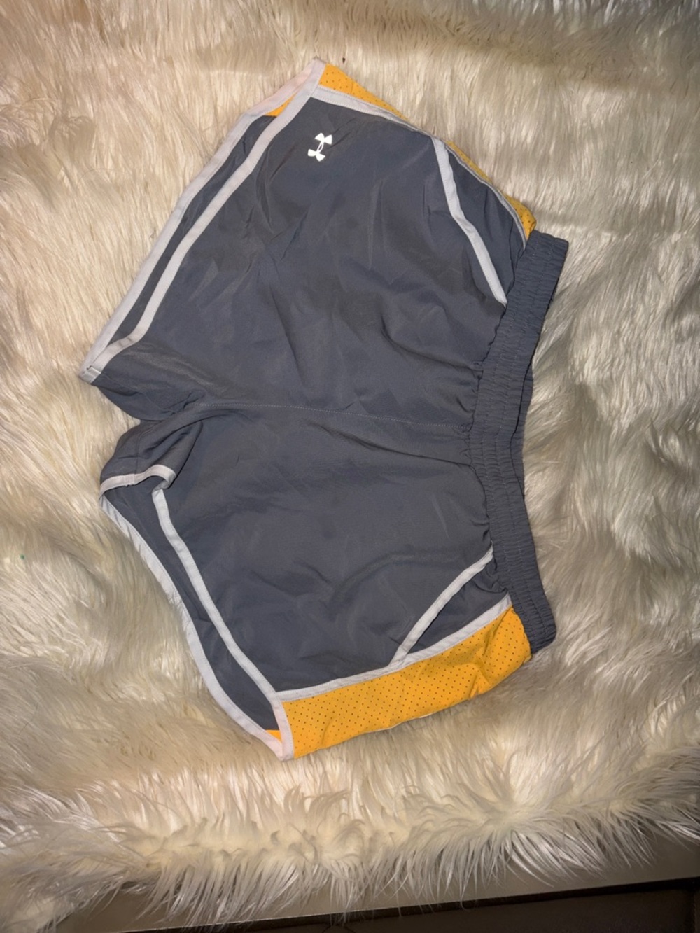 Under Armour Gray and Yellow Running Shorts
